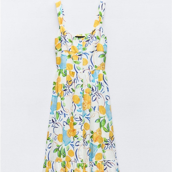 ๐2024 ZARA BLOGGERS LEMON ๐ PRINTED MIDI DRESS - Picture 2 of 5